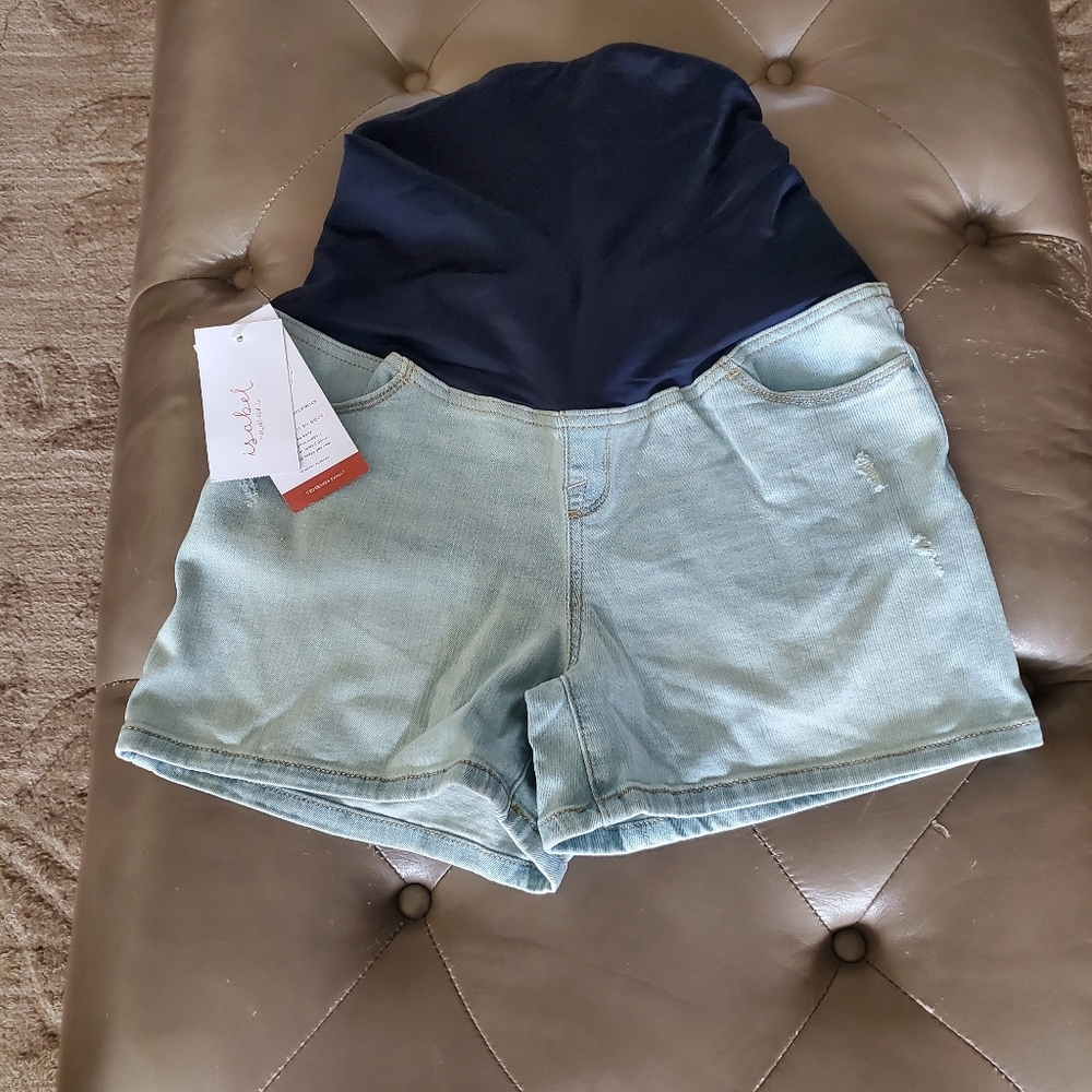 Isabel Womens Maternity Rip Jean Shorts SIZE 4